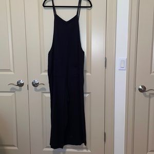 Zara light cotton summer overalls.  Large, black, wide legged.